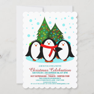 Snow Penguins Weihnachtsfeierliche Party Einladung