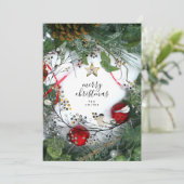 Snow Pine Cones Holly Frohe Weihnachten nicht Foto (Stehend Vorderseite)