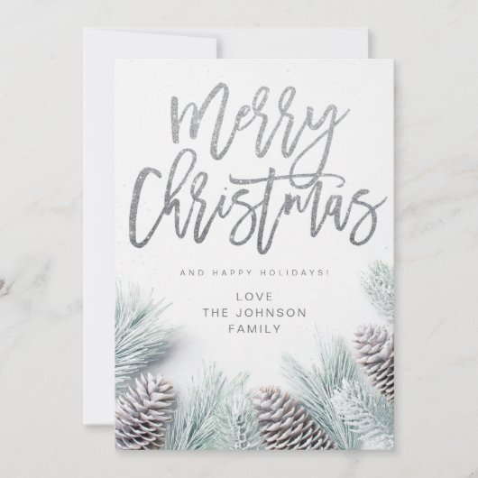 Snow Pine & Leaf Frohe Weihnachten (Vorderseite)
