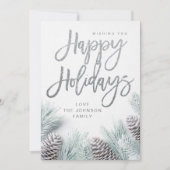 Snow Pine & Leaf Happy Holidays (Vorderseite)