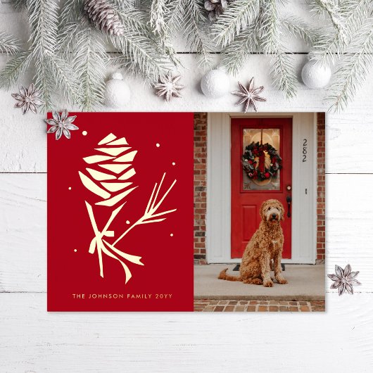 Snow Pinecone Folien Feiertagskarte