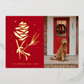 Snow Pinecone Folien Feiertagskarte (Vorderseite)