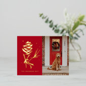 Snow Pinecone Holiday Foto Folien Feiertagspostkarte (Stehend vorne)