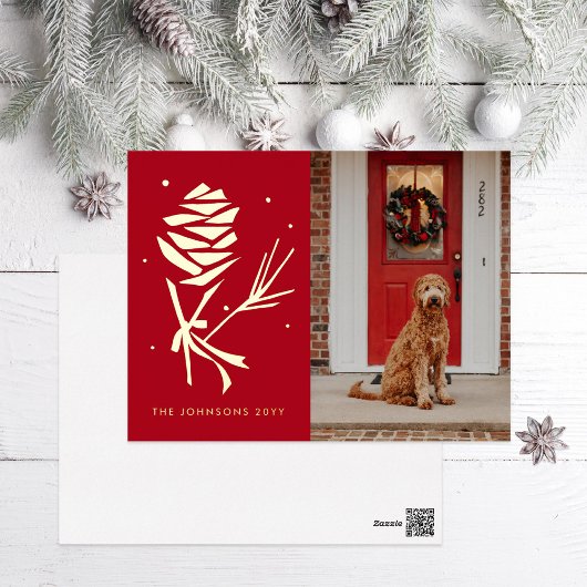 Snow Pinecone Holiday Foto Folien Feiertagspostkarte