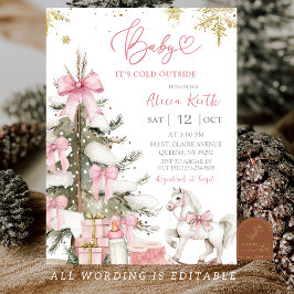 Snow Pink Girl Winter Baby Shower Einladung