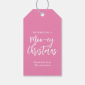 Snow Play Pink Highland Kuh Weihnachtsgeschenk Tag Geschenkanhänger (Rückseite)