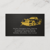 Snow Plowing Removal Metallic Black Gold Visitenkarte (Rückseite)