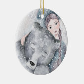 Snow Princess Bear Bleak Midwinter Texte Holiday Keramik Ornament (Rechts)
