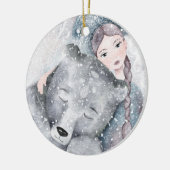 Snow Princess Bear Bleak Midwinter Texte Holiday Keramik Ornament (Links)
