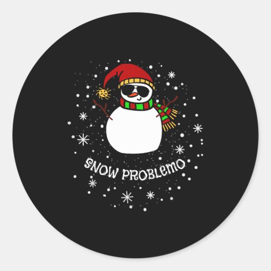 Snow Problemo Funny Christmas Snowman  Runder Aufkleber (Vorderseite)