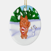 Snow Puppy Keramik Ornament (Rechts)