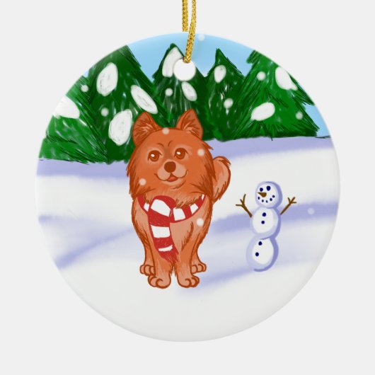 Snow Puppy Keramik Ornament (Vorne)
