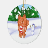 Snow Puppy Keramik Ornament (Links)