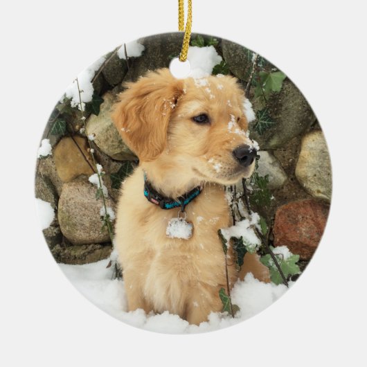 Snow Puppy Keramik Ornament (Vorne)