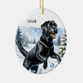 Snow Puppy - Labrador Puppy - Black Labrador Keramik Ornament (Rechts)
