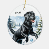 Snow Puppy - Labrador Puppy - Black Labrador Keramik Ornament (Links)