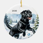 Snow Puppy - Labrador Puppy - Black Labrador Keramik Ornament (Hinten)