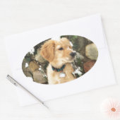 Snow Puppy Ovaler Aufkleber (Umschlag)