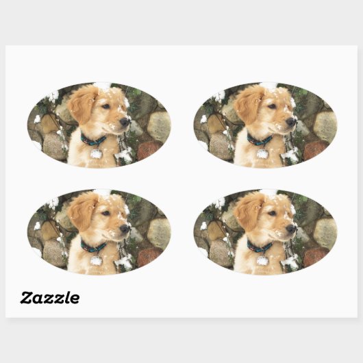 Snow Puppy Ovaler Aufkleber (Blatt)