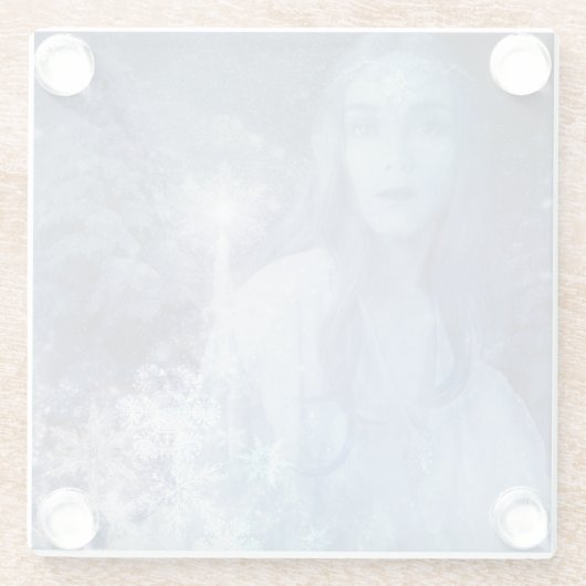 Snow Queen Christmas Fantasy Artwork Glasuntersetzer (Rückseite)