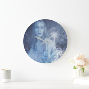 Snow Queen Christmas Fantasy Artwork Große Wanduhr