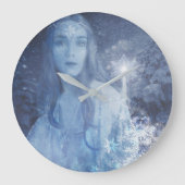 Snow Queen Christmas Fantasy Artwork Große Wanduhr (Vorderseite)