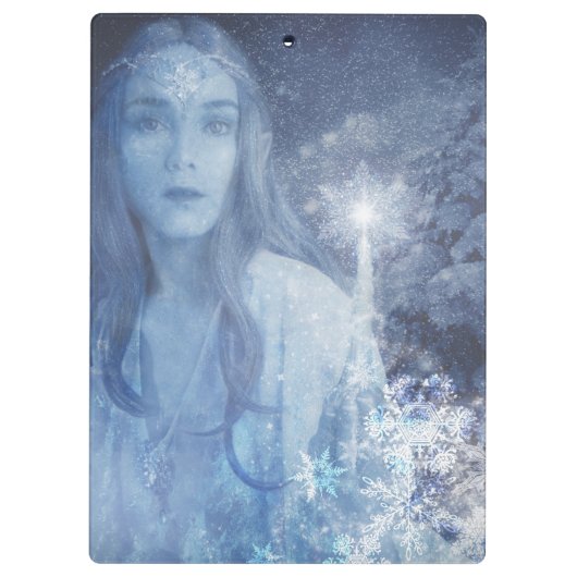 Snow Queen Christmas Fantasy Artwork Klemmbrett (Rückseite)