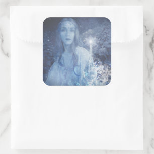 Snow Queen Christmas Fantasy Artwork Quadratischer Aufkleber