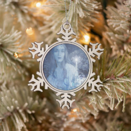 Snow Queen Christmas Fantasy Artwork Schneeflocken Zinn-Ornament