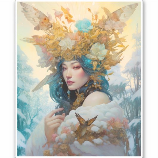 Snow Queen Fantasy Art Aufkleber (Vorderseite)