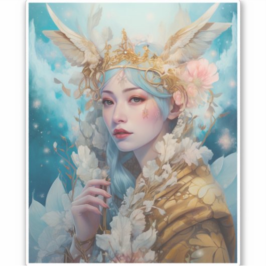 Snow Queen Fantasy Art Aufkleber (Vorderseite)