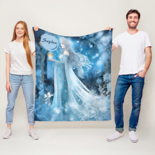 Snow Queen Fantasy Art - Mystische Wintergöttin Fleecedecke