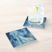 Snow Queen Fantasy Art - Mystische Wintergöttin Glasuntersetzer (Schrägansicht)