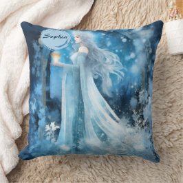 Snow Queen Fantasy Art - Mystische Wintergöttin Kissen