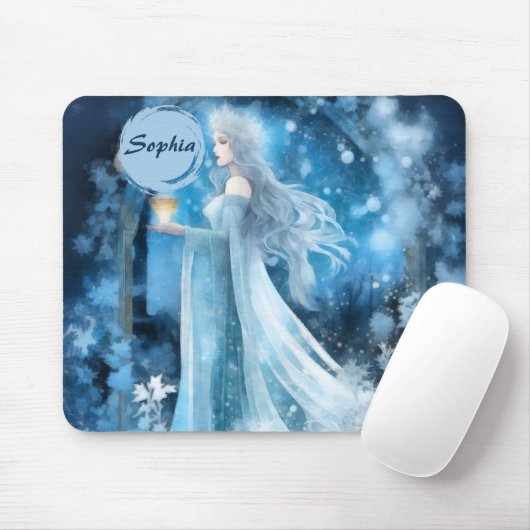 Snow Queen Fantasy Art - Mystische Wintergöttin Mousepad (Mit Mouse)