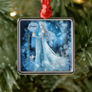 Snow Queen Fantasy Art - Mystische Wintergöttin Ornament Aus Metall