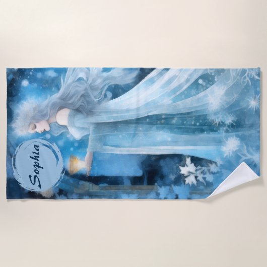 Snow Queen Fantasy Art - Mystische Wintergöttin Strandtuch (Vorderseite)