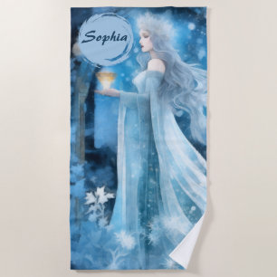 Snow Queen Fantasy Art - Mystische Wintergöttin Strandtuch