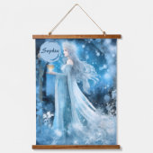 Snow Queen Fantasy Art - Mystische Wintergöttin Wandteppich Mit Holzrahmen (Vorderseite)