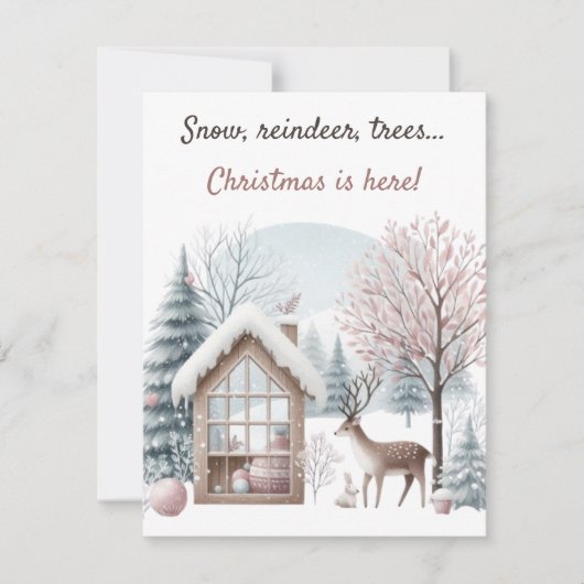 ❄️ Snow🎄 Reindeer, Trees. Christmas is Here! Einladung (Vorderseite)