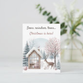 ❄️ Snow🎄 Reindeer, Trees. Christmas is Here! Einladung (Stehend Vorderseite)