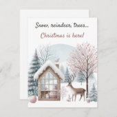 ❄️ Snow🎄 Reindeer, Trees. Christmas is Here! Einladung (Vorne/Hinten)