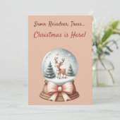 ❄️ Snow🎄 Reindeer, Trees. Christmas is Here! Einladung (Stehend Vorderseite)