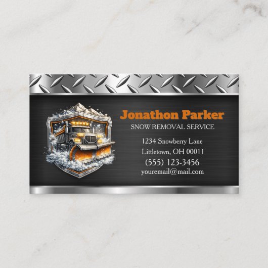  Snow Removal Service QR Code Metallic  Visitenkarte (Vorderseite)