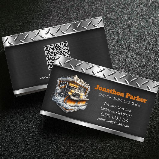 Snow Removal Service QR Code Metallic  Visitenkarte
