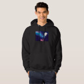 Snow Scene Polar Bear Silhouette w Moon and Aurora Hoodie (Vorne ganz)