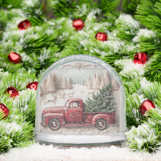 Snow Scene with Red Truck Christmas Schneekugeln (Weihnachten)