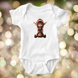 Snow Scooter Christmas Elf Baby Bodysuit Baby Strampler