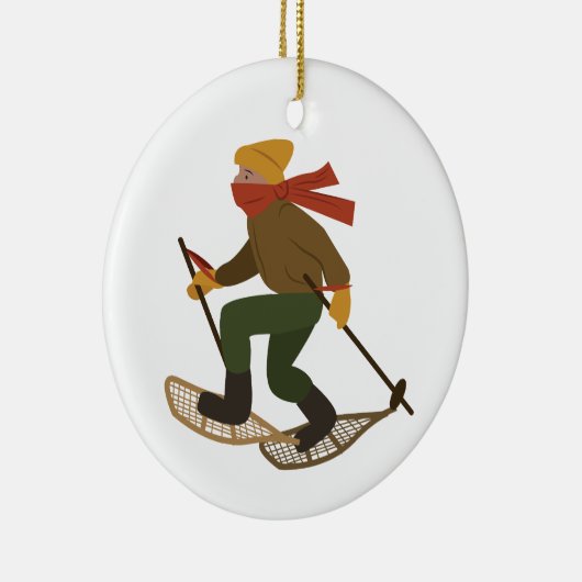 Snow Shoe Man Keramik Ornament (Rechts)