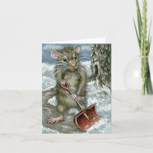 Snow Shovel Rat Note Card Karte (Vorderseite)